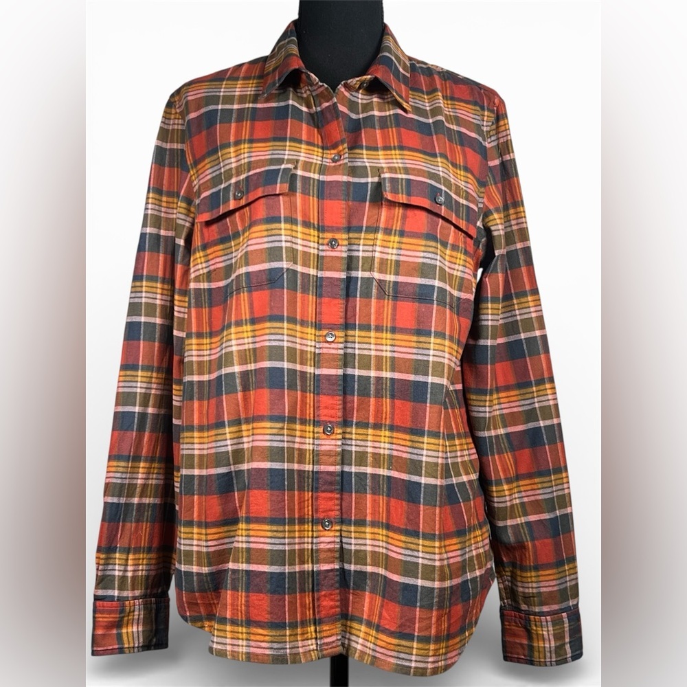 L.L. Bean Signature Plaid 100% Cotton Flannel Shirt, Size Large